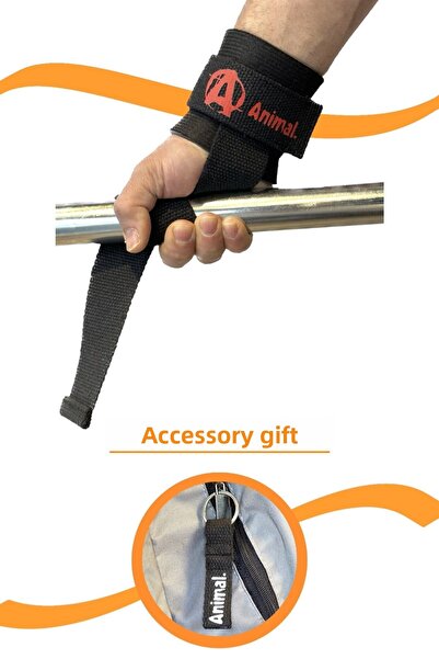 E-HSPORT Μαύρες ιμάντες ανύψωσης Big Grip Pro & Μπρελόκ