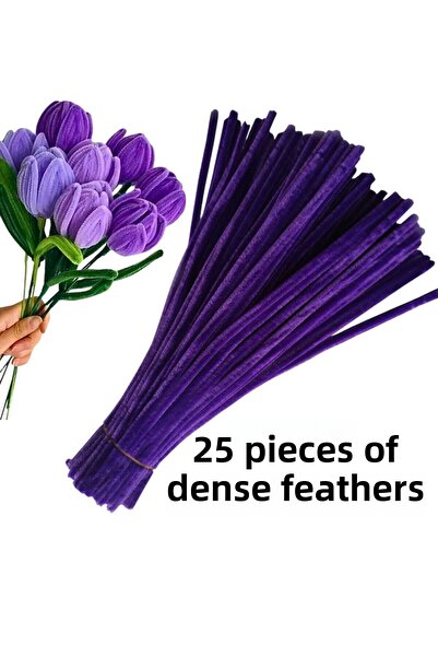 hyc heryerçiçeklenir 25 Pieces of Deep Purple Chenille, Feathered Wire Suitab...