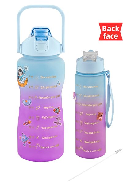 Comprox Premium Bpa Free 2-Piece Motivational 2-Liter Water Flask + 750ml Water Flask, Water Bottle, Water Bottle