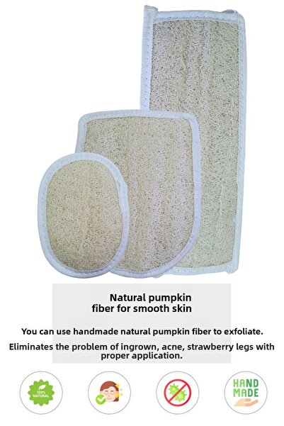 Bilian ألياف اليقطين الطبيعية طويلة الظهر + قفازات + بيضاوية، مقشر حمام، 100%...