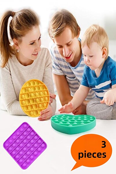 Hyd 3 قطع من لعبة Popit الملونة الحسية الرفيعة لتطوير المهارات الحركية وتخفيف التوتر
