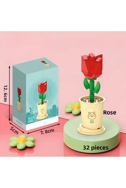 Generic Brand Red Rose - Potted Plants and Flowers, Building Toys and Home Decor