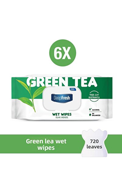 Deep Fresh مناديل مبللة بالشاي الأخضر بمستخلصات طبيعية 6 × 120 ورقة
