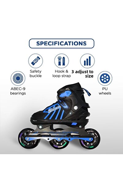 Endless Inline Adjustable Skates | Small Size 29-33 Eur | Blue | Abec 9 Bearings | Indoor/outdoor