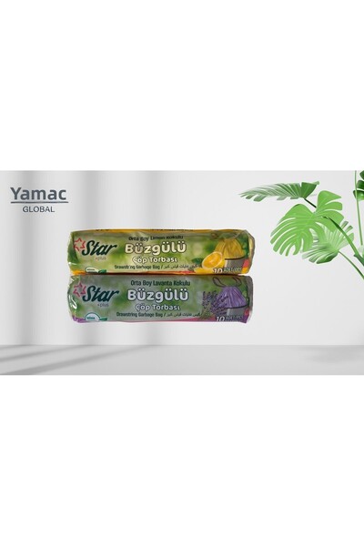 YAMAÇ GLOBAL كيس قمامة برباط معطر مقاس 55 × 60 سم - عدد 2 مكتب منزلي متوسط الحجم