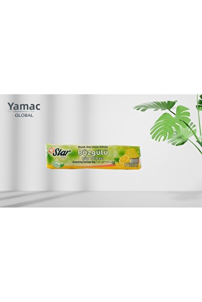 YAMAÇ GLOBAL كيس قمامة برباط برائحة الليمون - حجم كبير للمكتب المنزلي 65 × 70...