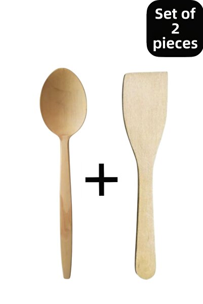 CocoVia (مجموعة تقديمية مكونة من قطعتين) ملعقة خشبية + ملعقة خشبية طقم تقديم ...