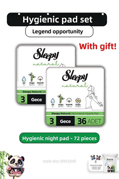 Sleepy فوط صحية طبيعية فائقة الحساسية - 72 قطعة و روزي