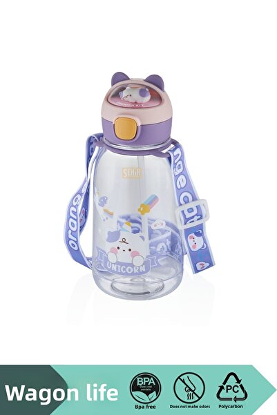 Vagonlife زجاجة مياه للأطفال من البولي كربونات بسعة 760 مل مع شكل قطة لطيفة و...
