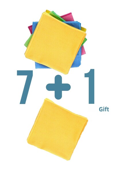 AKSOY AMBALAJ Economical Microfiber Cleaning Cloth 7 Pieces (1 Gift) Glass Cl...