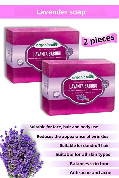Organicsun صابون اللافندر الطبيعي - 140 جرام × 2 قطعة، مغذي ومرمم لجميع أنواع...
