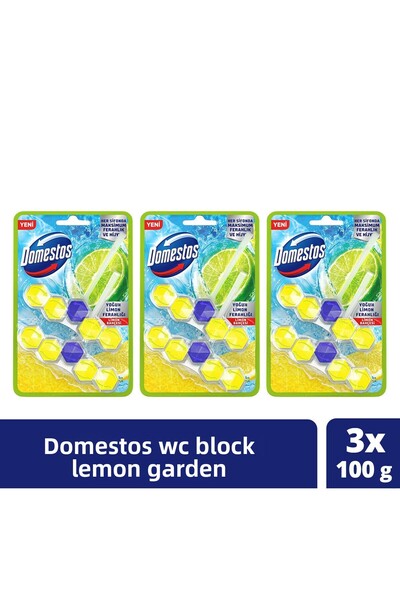 Domestos Bloc de toaletă Lemon Garden 100 g X3