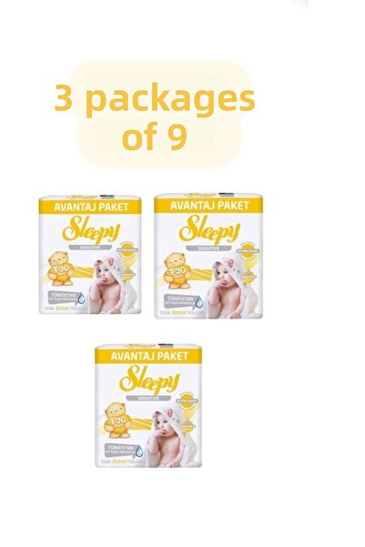 Sleepy الحساسة 90 ورقة 3 عبوات 9 مناديل مبللة