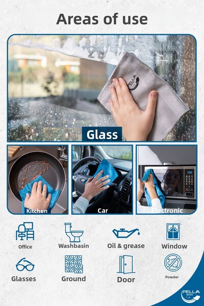 Pell By Erwa Pella 12 Li Microfiber Cleaning Cloth, Glass, Car Wiping Cloth, Kitchen, Fiber Cleaning Cloth, 60X40 cm