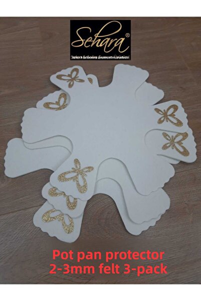 SEHARA 3 قطع لباد/تافا، وعاء، بوركام مضاد للخدش، واقي/ سمك 2-3 مم/ 29 سم/ كريمي