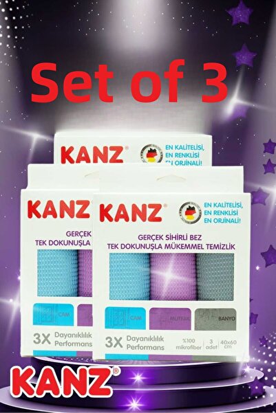 Kanz قطعة قماش للتنظيف من الألياف الدقيقة الألمانية - مجموعة من 3 قطع (9 قطع)