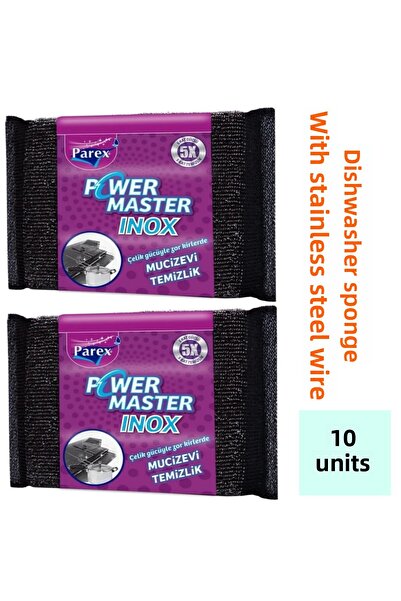 Parex اسفنجة غسيل الصحون باور ماستر إينوكس من الفولاذ المقاوم للصدأ 1 قطعة