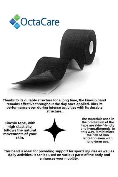Octacare Athlete's Tape 5 Meters X 5 cm Kinesio Tape Beauty Cotton Kinesyo for Face Area Black