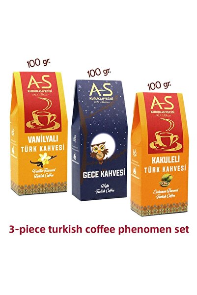 AS Kurukahvecisi 3-Piece Turkish Coffee Phenomenon Set (vanilla, night,kakule)