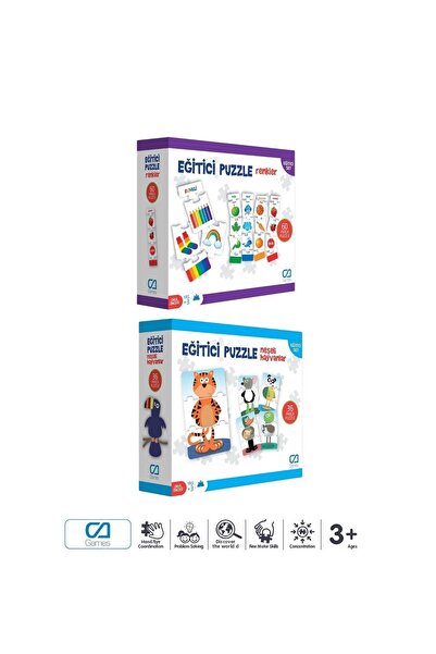 CA Games (مجموعة من 2) ألوان وحيوانات مبهجة 36*2 قطعة مجموعة أحجية الصور المق...