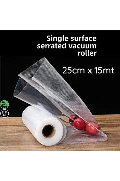 Vakur 25 cm X 15 Mt - Single Surface Serrated Roller Vacuum Bag