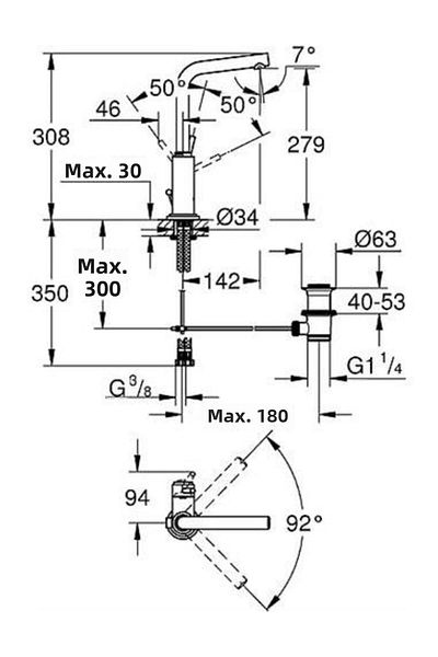Grohe صنبور حوض اتريو بجهاز تحكم واحد -32129001