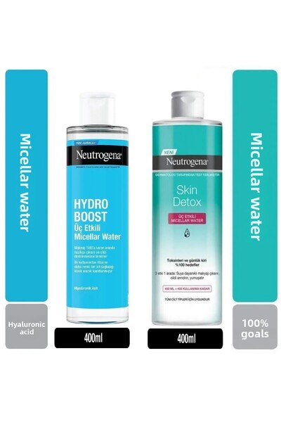 Neutrogena Hydro Boost Micellar Water - 400ml Skin Detox, Triple Effect Makeu...