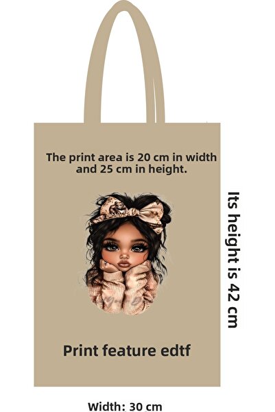 ilkadimbuklet 30X42 cm Cloth Bag with Handle – Natural Cotton, Dtf Printing, ...