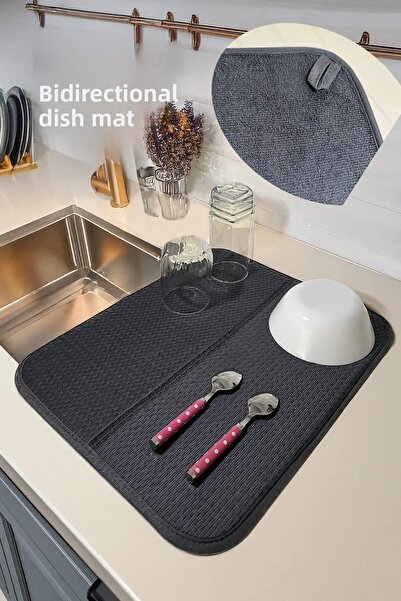 Ponitex ليفارنو - مفرش تجفيف الأطباق من الألياف الدقيقة، سطح مزدوج قابل للطي،...