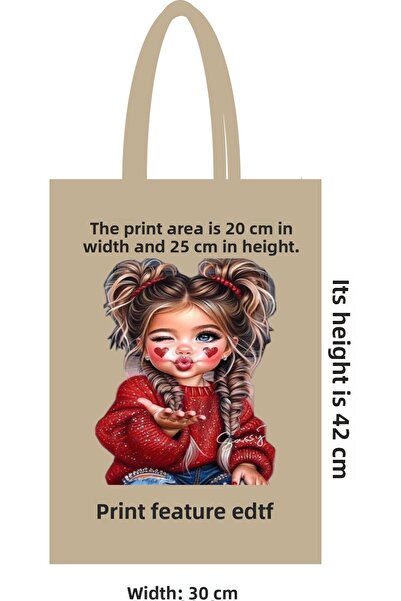 ilkadimbuklet Dtf Printed Raw Cloth Bag 30X42 cm with Handle - 46 Wire Thick ...