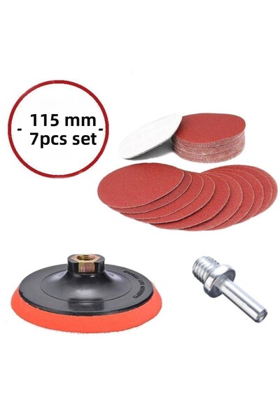 UGR طقم صنفرة هوك وحلقة مثقاب طحن حلزوني متوافق مع ملحق مثقاب 115 مم (7 قطع)