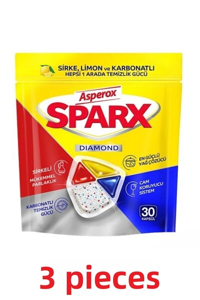 ASPEROX منظف غسالة الأطباق سباركس 30 لتر 3 قطع