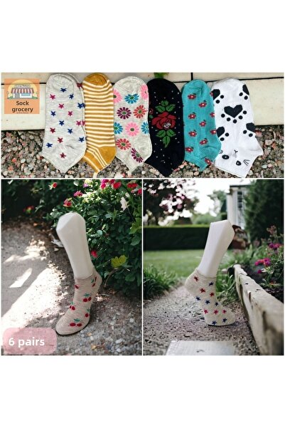 Çorap Bakkalı Дамски къси чорапи с различни шарки, 6 броя, икономични