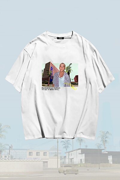 Grove Fashion تي شيرت Eminem Casino مطبوع للجنسين مقاس كبير