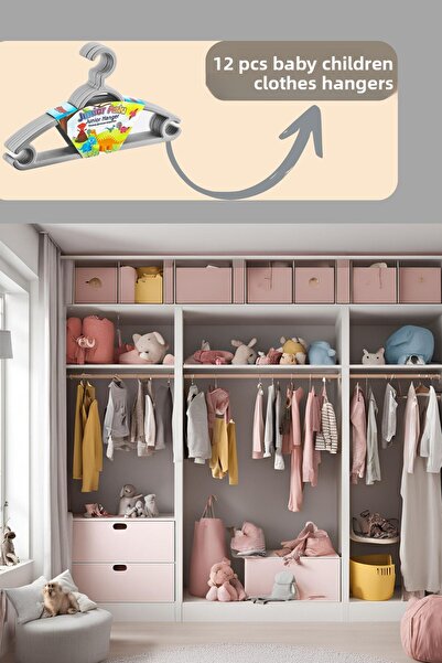 PONÇİK BEBEK Pachet de 12 organizatoare gri pentru dulap pentru copii