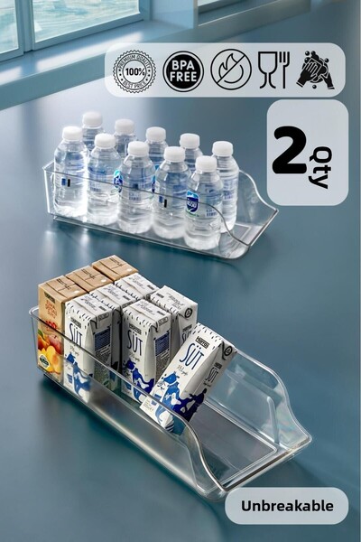 HOMENIVA 2-Piece Maxi Transparent Closet Organizer - Unbreakable Ultra-Sturdy Beverage Organizer Box