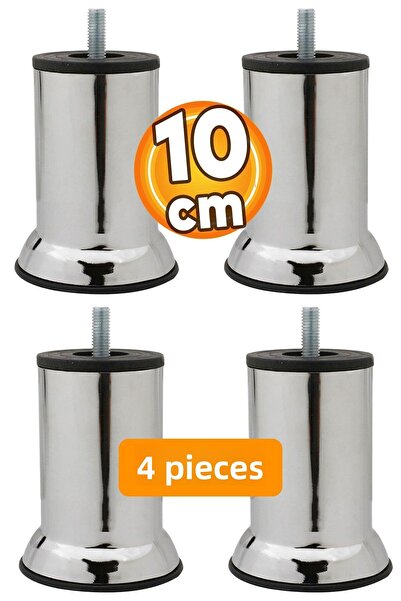 Badem10 Furniture Sofa Base Armchair Support Heightening Leg with M8 Bolt Chrome Metal Feet 10cm 4 Pcs