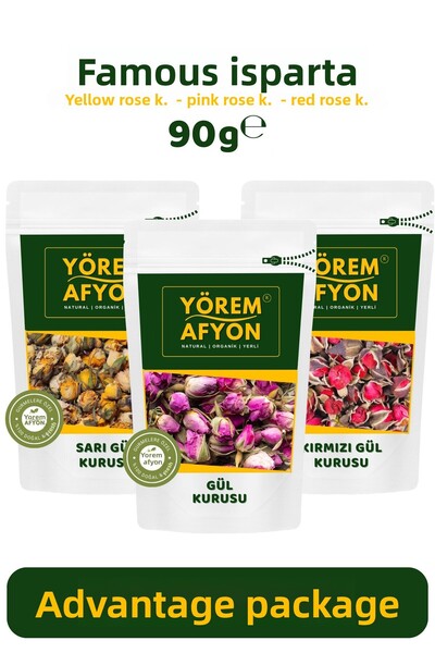 Gülçehre Yörem Opyon Famous Isparta Bud Scented Dried Rose 3-Piece Advantageo...