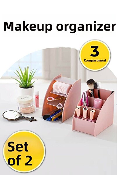 BİTERSE Organizer μακιγιάζ 3 τμημάτων Πλαστικό σετ των 2
