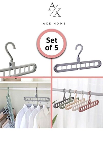 AXE HOME 5Pcs Magic Hanger Multifunctional 9-Eye Magic Hanger T-Shirt Shirt C...