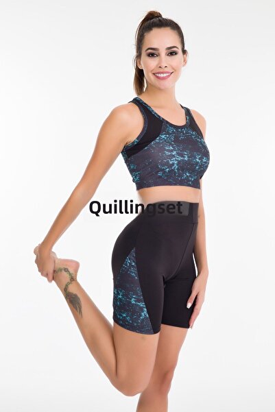 quilling اللون الأسود والأزرق منقوشة سيدة 4003 المرأة طماق قصيرة بوستير مجموع...