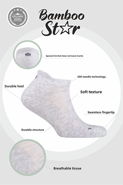 bamboo star Комплект от 6 първокласни мъжки чорапи до глезена - спортни, антибактериални, гъвкави и безшевни