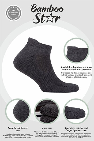 bamboo star Комплект от 6 първокласни мъжки чорапи до глезена - спортни, антибактериални, гъвкави и безшевни