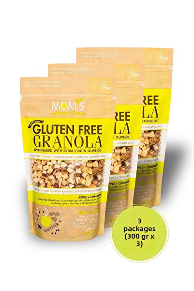 Mom's Natural Foods 3 عبوات من الجرانولا الخالية من الغلوتين مع التفاح والقرف...
