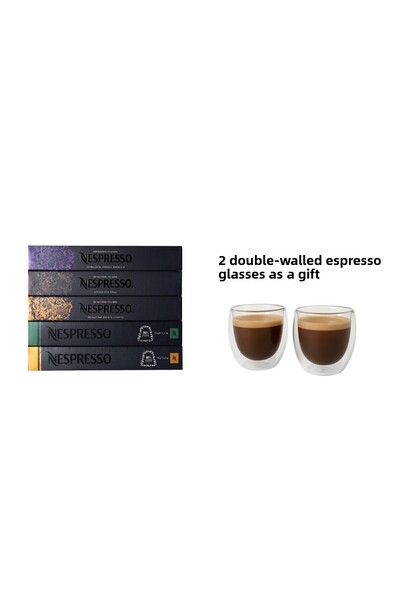 Nespresso Balanced Italian Flavors Series Set of 5 + 2 80ml Espresso Cups as ...