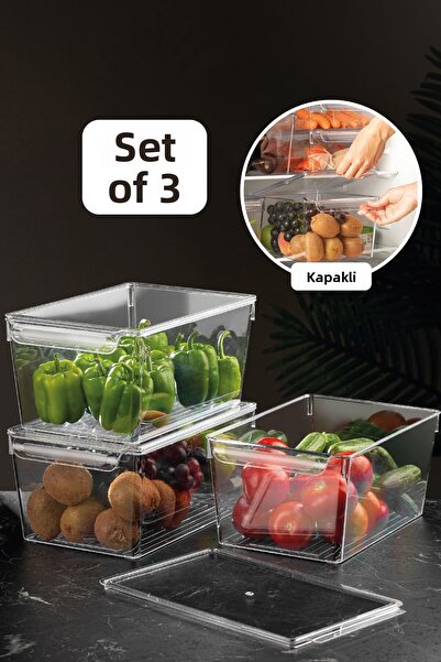 Meleni Home Set de 3 Organizator Frigider cu Ușă Organizator Frigider Organiz...