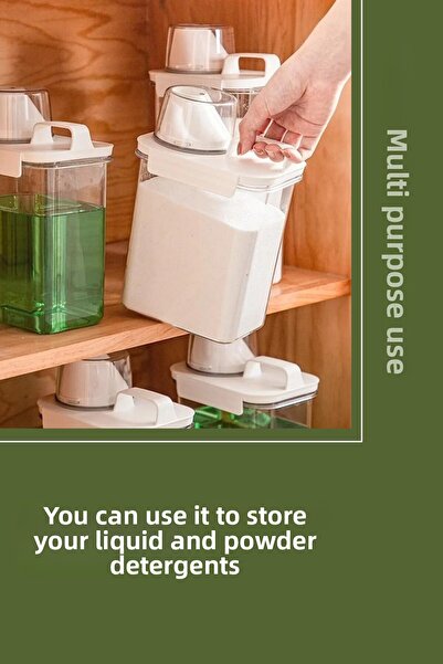 grimorlife 2 Pieces Leak Proof Storage Liquid Powder Detergent Storage Box - Scale Detergent Box 1800 ml 2300 ml