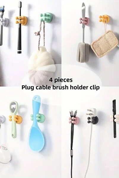 Hayveys 4 Pcs Silicone Adhesive Clip Plug Cable Holder Strap