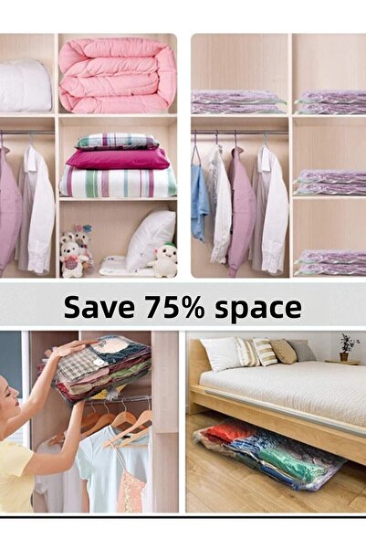 MERT AMBALAJ ÜRÜNLERİ 4Pcs (80*100)Cm Vacuum Storage Bags Quilt Storage Bags Suitcase Organizer Wardrobe Organizer Vacuum Bag