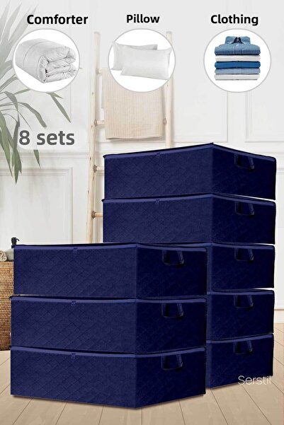 Serstil 8 Bucuri - Baza Albastru Marin și Geantă de depozitare Tip Canapea Pat 64 X 45 X 22 Cm